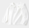宜爽兒女童T恤春秋裝女寶寶甜美休閑上衣娃娃領(lǐng)打底衫 白色    100    曬單實(shí)拍圖
