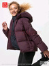 優(yōu)衣庫女裝無(wú)縫羽絨連帽外套/外套夾克478577 18 暗紅色 L 曬單實(shí)拍圖