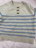 百圖（betu）女裝2025年秋季新款毛針織衫原色紐扣條紋拼接長(cháng)袖上衣女2509T41 杏色 M 曬單實(shí)拍圖