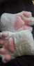 OSKV貓爪毛絨手套小貓玩偶女孩玩具貓貓獸爪肉墊手套cosplay道具玩具 【1對裝】貓爪手套（含指甲）-粉紅 28cm 曬單實(shí)拍圖