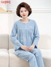 古今（GUJIN）新品春夏秋精梳棉睡衣女中老年媽媽家居服大碼寬松睡褲套裝2XL 曬單實(shí)拍圖