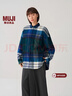MUJI女式法蘭絨襯衫領(lǐng)寬版長(cháng)袖襯衫女士格子襯衣外套25年冬季女裝 綠色格紋 S （155/80A） 曬單實(shí)拍圖