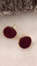 伊燦酒紅色絲絨復古圓形耳釘女2025年新款爆款高級感耳環(huán)小眾氣質(zhì)耳飾 酒紅色絲絨復古圓形耳釘女 曬單實(shí)拍圖