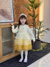 班喜迪女童連衣裙春裝2026新款寶寶公主裙子套裝周歲禮服兒童網(wǎng)紗蓬蓬裙 黃色 120 曬單實(shí)拍圖