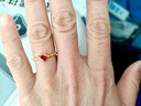 六桂福珠寶愛(ài)心公主紅寶石鋯石戒指女S925銀鑲開(kāi)口送女友生日禮物 曬單實(shí)拍圖