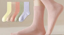 北極絨女士襪子女100%純棉中筒襪抗菌防臭秋冬季莫蘭迪色系女長(cháng)襪6雙 曬單實(shí)拍圖