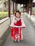 貝優(yōu)可古月家漢服女童2026冬款兒童新中式仙氣明制馬面裙套裝紅色拜年服 紅色套裝 130 曬單實(shí)拍圖