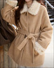 謎秀韓劇女主風(fēng)2025冬綿羊毛混紡復古毛絨拼接毛呢新年外套氣質(zhì)大衣女 卡其色  毛呢 S 曬單實(shí)拍圖