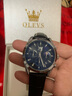 歐利時(shí)（OLEVS）瑞士認證品牌手表男石英表月相男表夜光防水多功能送男生禮物推薦 銀黑皮帶/精美禮盒/定制刻字 曬單實(shí)拍圖