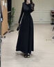 GARNUO法式赫本風(fēng)黑色長(cháng)袖連衣裙子女春秋氣質(zhì)高級感禮服裙收腰顯瘦長(cháng)裙 黑色【長(cháng)袖長(cháng)款】 S 【80-100斤】 曬單實(shí)拍圖