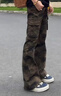 卡圖弛美式高街設計感迷彩褲子男秋季潮流復古直筒hiphop微喇工裝牛仔褲 迷彩 XL 【尺碼偏小，建議拍大一碼】 曬單實(shí)拍圖