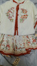 萌乎花滿(mǎn)庭 女童秋冬新款加厚馬面裙兩件套拜年服 米紅色 120 曬單實(shí)拍圖