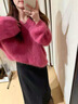 鹿王戀雪V領(lǐng)韓系短款毛衣女秋冬季2025新款設計感休閑百搭打底針織衫上衣 A8001粉色 42 L 曬單實(shí)拍圖