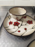舍里美式陶瓷手繪西餐盤(pán)子圓盤(pán)彩色牛排盤(pán)湯盤(pán)菜盤(pán)沙拉盤(pán)微波爐餐盤(pán) 竹葉碗盤(pán)組合 8英寸 單個(gè)入 曬單實(shí)拍圖