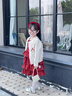 班喜迪女童連衣裙春裝2026新款洋氣寶寶公主裙周歲禮服開(kāi)衫套裝兒童裙子 紅色 100 曬單實(shí)拍圖