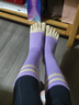瑜伽襪子女五指襪秋冬季專(zhuān)業(yè)健身運動(dòng)成人女士分趾襪腳趾防滑小腿 2雙【深灰+淺紫】 曬單實(shí)拍圖
