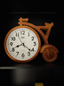 康巴絲（Compas）時(shí)鐘康巴絲客廳臺鐘桌面新款凈音大字老人鐘表時(shí)尚擺件電視柜座鐘 自行車(chē)款木色 曬單實(shí)拍圖