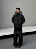 COKEIN羽絨服男真毛領(lǐng)可拆卸連帽白鴨絨保暖短款加厚工裝冬季外套 黑色 M 曬單實(shí)拍圖