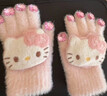 LNGA LANDGRE可愛(ài)KT水鉆毛絨分指露指觸屏兒童手套女冬季防寒防風(fēng)保暖加厚 粉色帶鉆【兒童款】3-9歲加絨加厚 曬單實(shí)拍圖