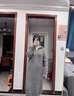 花花公子高檔拉煉翻領(lǐng)針織連衣裙女士秋冬覆古長(cháng)高領(lǐng)毛衣連衣裙直加厚長(cháng)袖 灰色 S 建議70-95斤 曬單實(shí)拍圖