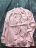 晚白【新品】設計感荷葉邊襯衫女2026春季氣質(zhì)百搭通勤襯衣 粉色 M 曬單實(shí)拍圖