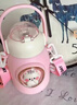 初和兒童保溫杯316底水杯女小學(xué)生吸管杯大容量網(wǎng)紅幼兒園上學(xué)大肚杯 小貓咪 背帶+立體貼+姓名貼 700ml 曬單實(shí)拍圖