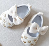 明月歸春秋新生嬰兒0-1歲女寶寶百天周歲小香風(fēng)蝴蝶結軟底不掉跟學(xué)步鞋 米白色【12碼】 曬單實(shí)拍圖