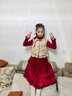 京東快遞女小童新中式國風(fēng)套裝拜年服冬款女寶寶加棉漢服唐裝小女 中國紅 140 cm 曬單實(shí)拍圖