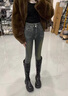 法貝莎品牌高腰復古藍加絨小腳牛仔褲女新款秋冬加厚保暖緊身彈力鉛筆褲 復古藍冬季加絨 27 曬單實(shí)拍圖
