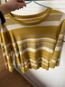 歐莎【春日明媚條紋衫】減齡顯白七分袖套頭衫女秋季新款上衣 黃色 M 曬單實(shí)拍圖