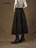 束皙SUSHE 變奏曲 赫本風(fēng) 重磅羊毛結構感半身裙松緊腰大擺傘裙女 曬單實(shí)拍圖