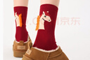 上森派系馬年本命年鴻運喜慶紅襪子送禮新年禮物堆堆襪小馬流蘇涂鴉中筒襪 曬單實(shí)拍圖
