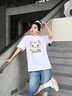 PNJ新款夏季時(shí)尚街頭短袖時(shí)尚百搭卡通貓咪印花休閑T恤潮流男女款 白色 L 曬單實(shí)拍圖