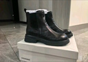 百麗（Belle）復古擦色褶皺面牛皮切爾西靴女冬季新款質(zhì)感休閑短靴B2888DD5 黑色 37 曬單實(shí)拍圖