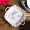 餐將軍雙耳方盤(pán)陶瓷烤盤(pán)輕奢家用菜盤(pán)子芝士焗飯牛排盤(pán)高顏值9.5英寸 曬單實(shí)拍圖