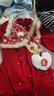 G.duck女童冬季加絨新中式紅色拜年服連衣裙女寶寶秋冬保暖中國風(fēng)公主裙 紅色(送包包) 120 cm 曬單實(shí)拍圖