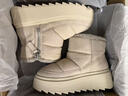 ASH女靴2025秋冬新款MALICA FUR側拉鏈雪地靴女圓頭厚底增高短靴 淺卡其色 38 曬單實(shí)拍圖