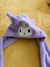 冬季可愛(ài)兒童帽子圍巾手套一體三件套男童女童戶(hù)外防寒保暖帽子 紫色【庫洛米】 曬單實(shí)拍圖
