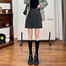 【多色毛呢裙】半身裙女秋冬新款高腰顯瘦a字裙包臀短裙顯瘦傘裙 灰色 2XL 曬單實(shí)拍圖