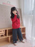 優(yōu)優(yōu)1點(diǎn)（Yoyo one）女童紅色套裝冬裝2026新款兒童過(guò)年毛衣女大童新年衣服本命年女孩 19906紅色+愛(ài)心牛仔褲 140 140cm 曬單實(shí)拍圖