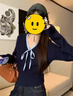 妙奕嘉藍色毛衣女款假兩件針織衫2026新款打底衫內搭外穿洋氣高級感上衣 韓系學(xué)院風(fēng)v領(lǐng)系帶拼接針織衫 均碼 【建議110斤以?xún)取?曬單實(shí)拍圖
