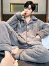 雪中飛珊瑚絨睡衣男士秋冬季2026年新款加絨加厚法蘭絨家居服套裝可外穿 NSJLY-KS917青瓦灰菠蘿 XL 【建議130-150斤】 曬單實(shí)拍圖