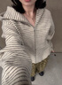 OEMG 美式復(fù)古條紋拉鏈開衫連帽衛(wèi)衣女男春秋季寬松百搭潮流上衣外套 XH165杏色 【高品質(zhì)】 M [建議85-105斤] 曬單實拍圖