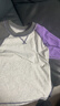 唐獅（TonLion）男童純棉長(cháng)袖T恤春裝鴛鴦袖上衣中大童春秋撞色打底衫 灰紫 120 曬單實(shí)拍圖