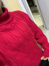 妃衣度（FYDOUL）冬季穿搭女套裝紅色春節新年毛衣保暖馬甲外套闊腿休閑褲三件套 紅針織衫白馬夾紅長(cháng)褲三件套 高領(lǐng) S (建議100斤以?xún)? 曬單實(shí)拍圖