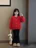 真維斯女童拜年服套裝冬季兒童紅色毛衣公主裙中大童馬年過(guò)年服新年童裝 【蝴蝶結公主裙套裝】紅+黑 120 曬單實(shí)拍圖