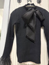小紅書(shū)洋派上衣女蝴蝶結釘珠歐洲站2025冬季新款百搭修身彈力 黑色 S 曬單實(shí)拍圖