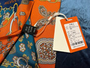 萬(wàn)事利春秋100%桑蠶絲真絲絲巾時(shí)尚配飾節日送禮雙面印花中方巾-朔光 雙面印花中方巾-朔光橙色 曬單實(shí)拍圖