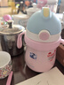 FGA富光兒童保溫杯寶寶幼兒園吸管鴨嘴學(xué)飲杯316L不銹鋼喝水壺杯子粉 曬單實(shí)拍圖