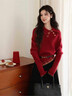 fingercroxx it毛衣女紅色本命年過(guò)年新年紅不規則翻領(lǐng)針織衫女時(shí)尚百搭上衣 紅色 【官方正品】 M 曬單實(shí)拍圖